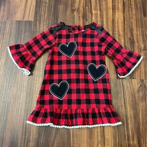 Red buffalo plaid toddler dress 3T